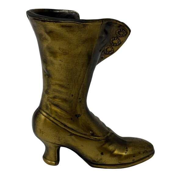 Vintage Brass Victorian Boot Shoe Planter Vase Steampunk Decor Vase Antique - Picture 7 of 10
